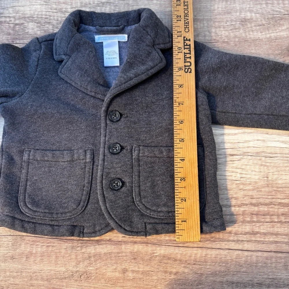 Janie and Jack Gray Jacket Size‎ 3-6M Button Front Soft Lined Blazer Style Coat